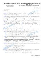 Đề thi và đáp án chính thức kì thi THPT QG năm 2016 môn vật lí 