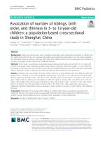 Association of number of siblings, birth order, and thinness in 3- to 12-year-old children: A population-based cross-sectional study in Shanghai, China