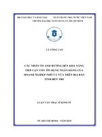 Các nhân tố ảnh hưởng đến khả năng tiếp cận vốn tín dụng ngân hàng của doanh nghiệp nhỏ và vừa trên địa bàn tỉnh bến tre 