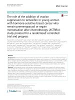The role of the addition of ovarian suppression to tamoxifen in young women with hormone-sensitive breast cancer who remain premenopausal or regain menstruation after chemotherapy (ASTRRA):