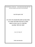 Các yếu tố ảnh hưởng đến sự hài lòng của sinh viên đối với chất lượng dịch vụ đào tạo của trường đại học thủ dầu một 