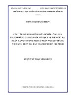 Các yếu tố ảnh hưởng đến sự hài lòng của khách hàng cá nhân đối với dịch vụ tiền gửi tại ngân hàng thương mại cổ phần ngoại thương việt nam trên địa bàn thành phố hồ chí minh 