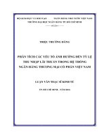 Phân tích các yếu tố ảnh hưởng đến tỷ lệ thu nhập lãi thuần trong hệ thống ngân hàng thương mại cổ phần việt nam 