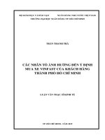 Các nhân tố ảnh hưởng đến ý định mua xe vinfast của khách hàng thành phố hồ chí minh 