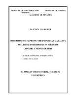 Summary of Doctoral thesis in Economics: Solutions to improve the financial capacity of listed enterprises in Vietnam construction industry