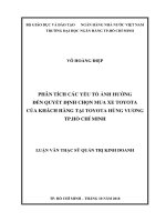 Phân tích các yếu tố ảnh hưởng đến quyết định chọn mua xe toyota của khách hàng tại toyota hùng vương TP hồ chí minh 