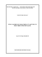 Nâng cao hiệu quả hoạt động của quỹ đầu tư phát triển tỉnh tiền giang 