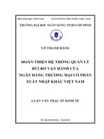 Hoàn thiện hệ thống quản lý rủi ro vận hành của ngân hàng thương mại cổ phần xuất nhập khẩu việt nam 