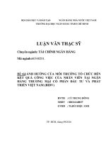 Ảnh hưởng của môi trường tổ chức đến kết quả công việc của nhân viên tại ngân hàng thương mại cổ phần đầu tư và phát triển việt nam (BIDV) 