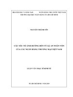 Các yếu tố ảnh hưởng đến tỉ lệ an toàn vốn của các ngân hàng thương mại việt nam 