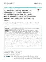A consultation training program for physicians for communication about complementary medicine with breast cancer patients: A prospective, multi-center, cluster-randomized, mixed-method