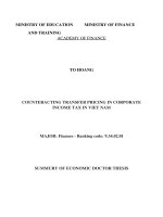 Summary of Economic Doctor thesis: Counteracting transfer pricing in corporate income tax in Viet Nam