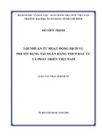 Lợi nhuận từ hoạt động dịch vụ phi tín dụng tại ngân hàng TMCP đầu tư và phát triển việt nam 