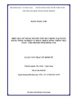 Hiệu quả sử dụng nguồn vốn huy động tại ngân hàng nông nghiệp và phát triển nông thôn việt nam   chi nhánh tỉnh đồng nai 