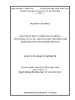 Giải pháp phát triển hoạt động tín dụng của các ngân hàng thương mại trên địa bàn tỉnh bình dương 