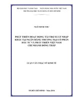 Phát triển hoạt động tài trợ xuất nhập khẩu tại ngân hàng thương mại cổ phần đầu tư và phát triển việt nam chi nhánh đồng tháp 