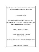 Các nhân tố ảnh hưởng đến hiệu quả hoạt động của các quỹ tín dụng nhân dân trên địa bàn tỉnh tiền giang 