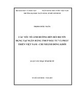 Các yếu tố ảnh hưởng đến rủi ro tín dụng tại ngân hàng TMCP đầu tư và phát triển việt nam   chi nhánh đồng khởi 