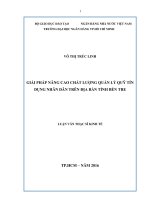 Giải pháp nâng cao chất lượng quản lý quỹ tín dụng nhân dân trên địa bàn tỉnh bến tre 