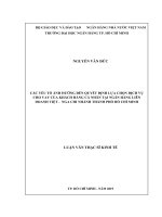 Các yếu tố ảnh hưởng đến quyết định lựa chọn dịch vụ cho vay của khách hàng cá nhân tại ngân hàng liên doanh việt   nga chi nhánh thành phố hồ chí minh 
