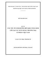 Các yếu tố ảnh hưởng đến khả năng sinh lời tại các ngân hàng thương mại cổ phần việt nam 