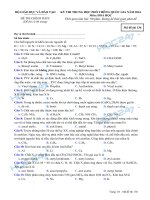 Đề thi và đáp án chính thức kì thi THPT QG năm 2016 môn hóa học 