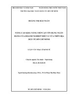 Nâng cao khả năng tiếp cận tín dụng ngân hàng của doanh nghiệp nhỏ và vừa trên địa bàn tp  hồ chí minh 