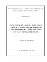 Nâng cao sự hài lòng của khách hàng với dịch vụ thanh toán tại ngân hàng nông nghiệp và phát triển nông thôn việt nam   chi nhánh khánh hòa 