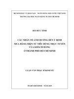 Các nhân tố ảnh hưởng đến ý định mua hàng điện tử tiêu dùng trực tuyến của khách hàng ở thành phố hồ chí minh 