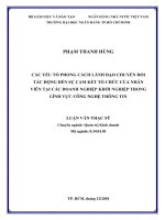 Các yếu tố phong cách lãnh đạo chuyển đổi tác động đến sự cam kết tổ chức của nhân viên tại các doanh nghiệp khởi nghiệp trong lĩnh vực công nghệ thông tin 