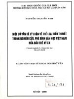Một số vấn đề lý luận về thể loại tiểu thuyết trong nghiên cứu, phê bình văn học Việt Nam nửa đầu thế kỷ XX
