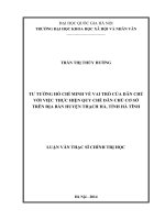 Tư tưởng Hồ Chí Minh về vai trò của dân chủ với việc thực hiện quy chế dân chủ cơ sở trên địa bàn huyện Thạch Hà, tỉnh Hà Tĩnh