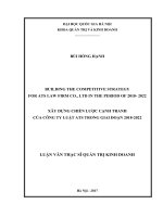 Building the competitive strategy for ATS law firm Co., in the period of 2018-2022 = Xây dựng chiến lược cạnh tranh của Công ty Luật ATS trong giai đoạn 2018 - 2022