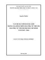 Vấn đề bất bình đẳng giới trong gia đình trên Báo Phụ nữ Thủ đô, Báo Phụ nữ Thành phố Hồ Chí Minh năm 2015-2016 :  Luận văn ThS. Báo chí và truyền thông: 603201