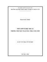 Thế giới nghệ thuật trong truyện ngắn Hà Thị Cẩm Anh :  Luận văn Ths. Ngôn ngữ và văn hoá Việt Nam: 602201