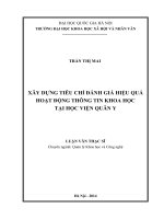 Xây dựng tiêu chí đánh giá hiệu quả hoạt động thông tin khoa học tại Học viện Quân y