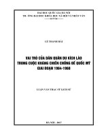 Vai trò của dân quân du kích Lào trong cuộc kháng chiến chống đế quốc Mỹ từ 1964 đến 1968: Luận văn ThS. Nhân văn khác: 602203