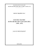 Giáo dục đại học dưới chế độ Việt Nam Cộng hòa (1956-1975) : Luận án TS. Nhân văn khác: 60 22 03