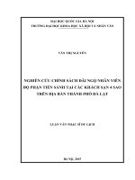 Nghiên cứu chính sách đãi ngộ nhân viên bộ phận tiền sảnh tại các khách sạn 4 sao trên địa bàn thành phố Đà Lạt