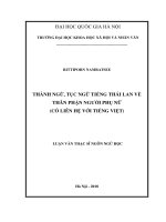 Thành ngữ, tục ngữ tiếng Thái Lan về thân phận người phụ nữ (có liên quan với tiếng Việt):  Luận văn ThS. Ngôn ngữ và văn hoá nước ngoài: 602202