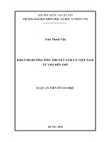 Khuynh hướng tiểu thuyết tâm lý Việt Nam từ 1925 đến 1945:  Luận án TS. Ngôn ngữ và văn hoá Việt Nam: 622201