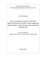 NÂNG CAO HIỆU QUẢ QUẢN LÝ NHÀ NƢỚC TRONG BẢO HỘ QUYỀN SỞ HỮU CÔNG NGHIỆP ĐỐI VỚI NHÃN HIỆU VÀ TÊN THƢƠNG MẠI TẠI ĐỊA BÀN TỈNH BẠC LIÊU