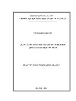 QUẢN LÝ NHÀ NƢỚC ĐỐI VỚI KHU DI TÍCH LỊCH SỬ QUỐC GIA ĐẶC BIỆT TÂN TRÀO