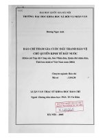 Báo chí tham gia cuộc đấu tranh bảo vệ chủ quyền kinh tế đất nước : Khảo sát Tạp chí Cộng sản, Báo Nhân dân, Quân đội nhân dân, Thời báo kinh tế Việt Nam năm 2004