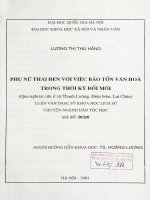 Phụ nữ Thái đen với việc bảo tồn văn hoá trong thời kỳ đổi mới: Qua nghiên cứu ở xã Thanh Luông, Điện Biên, Lai Châu