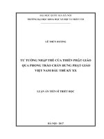 Tư tưởng nhập thế của Thiền Phật giáo qua phong trào Chấn hưng Phật giáo Việt Nam đầu thế kỷ XX : Luận án TS. Nhân văn khác: 62 22 03