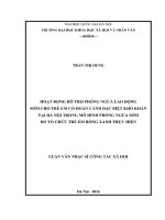 Hoạt động hỗ trợ phòng ngừa lao động sớm cho trẻ em có hoàn cảnh đặc biệt khó khăn tại Hà Nội trong mô hình Phòng ngừa sớm do Tổ chức trẻ em Rồng Xanh thực hiện :  Luận văn ThS. Khác: 6090