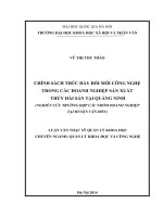 Chính sách thúc đẩy đổi mới công nghệ trong các doanh nghiệp sản xuất thủy hải sản tại Quảng Ninh ( Nghiên cứu trường hợp các nhóm doanh nghiệp tại huyện Vân Đồn)