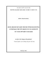 Đảng bộ huyện Kim Thành tỉnh Hải Dương lãnh đạo chuyển dịch cơ cấu kinh tế từ năm 1997 đến năm 2010 : Luận văn ThS. Lịch sử: 60 22 56