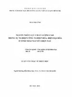 Nguồn nhân lực chất lượng cao trong sự nghiệp công nghiệp hóa, hiện đại hóa ở Tỉnh Thái Nguyên hiện nay : Luận văn ThS. Triết học: 60 22 85